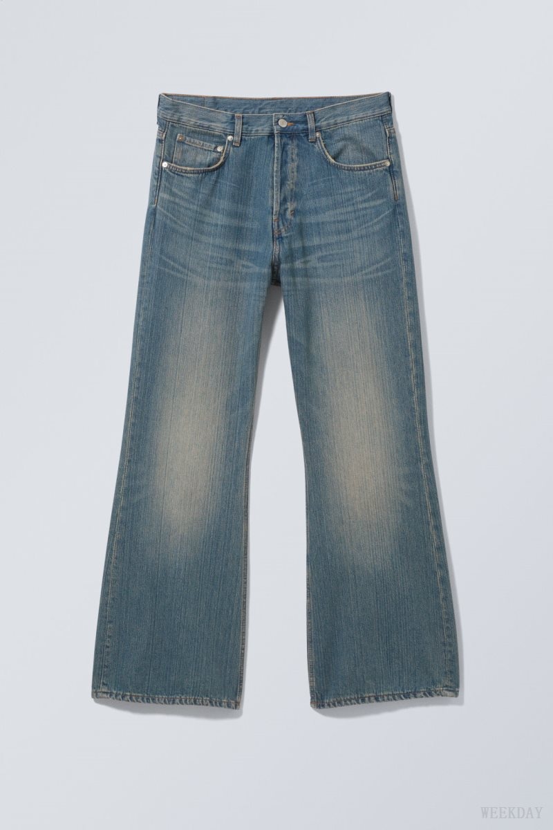 Weekday Time Loose Bootcut Jeans Blue | LYTJ9876