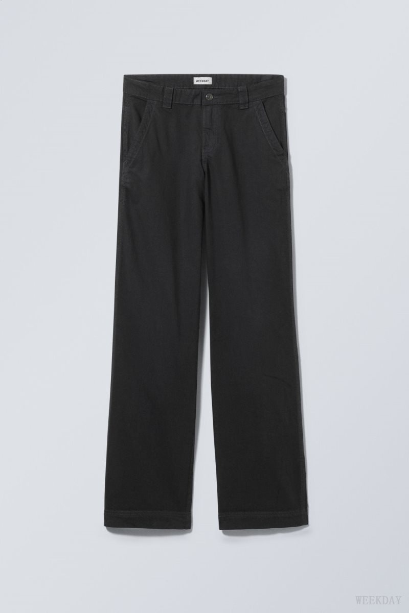 Weekday Tony Cotton Twill Trousers Dark Grey | QAGE4663