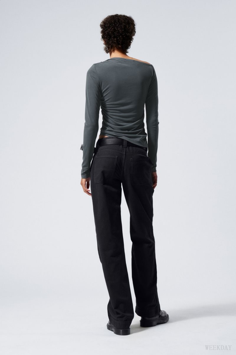 Weekday Tony Cotton Twill Trousers Dark Grey | QAGE4663