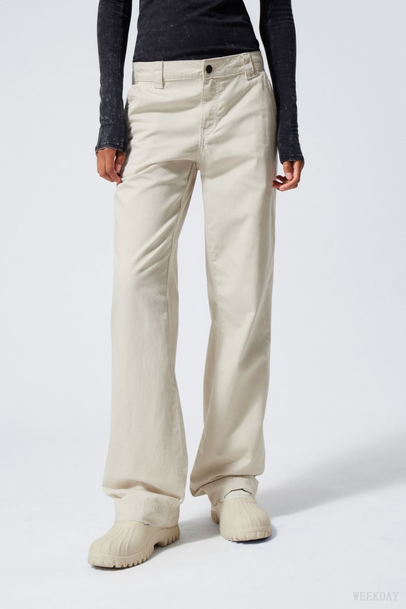 Weekday Tony Cotton Twill Trousers Light Mole | OWQF6601