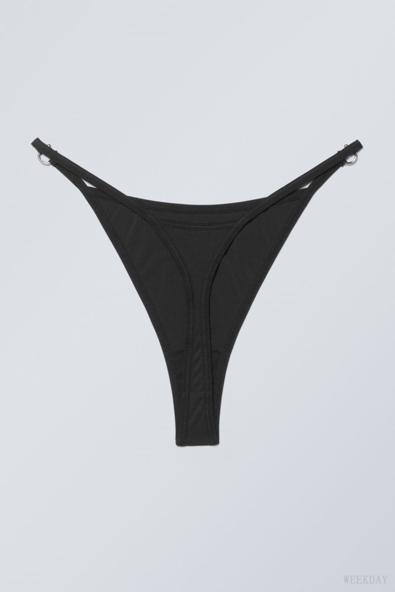 Weekday Tori Piercing Tanga Thong Thong Black | ESXC3008