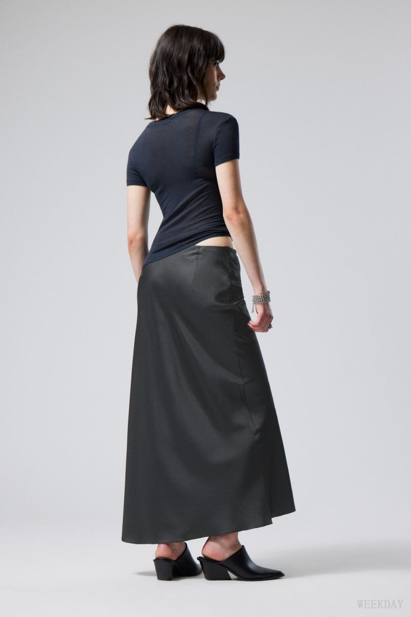 Weekday Trace Pull On Satin Skirt Black | MCNL4611