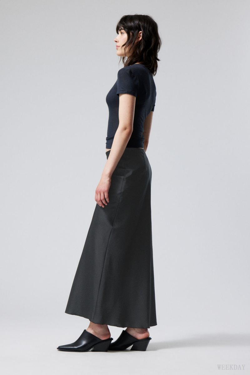 Weekday Trace Pull On Satin Skirt Black | MCNL4611