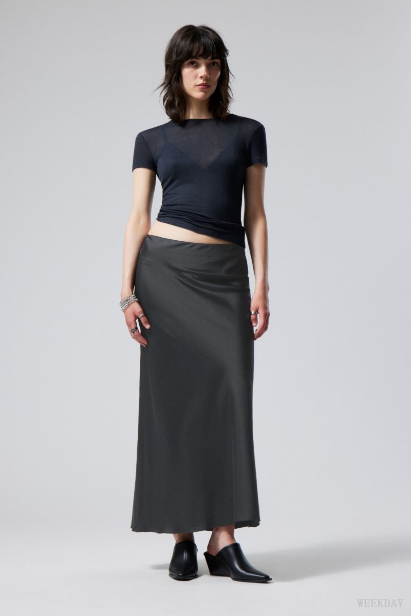 Weekday Trace Pull On Satin Skirt Black | MCNL4611