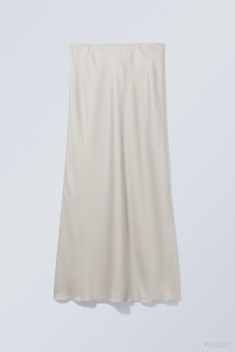 Weekday Trace Pull On Satin Skirt Grey | TOIX9989