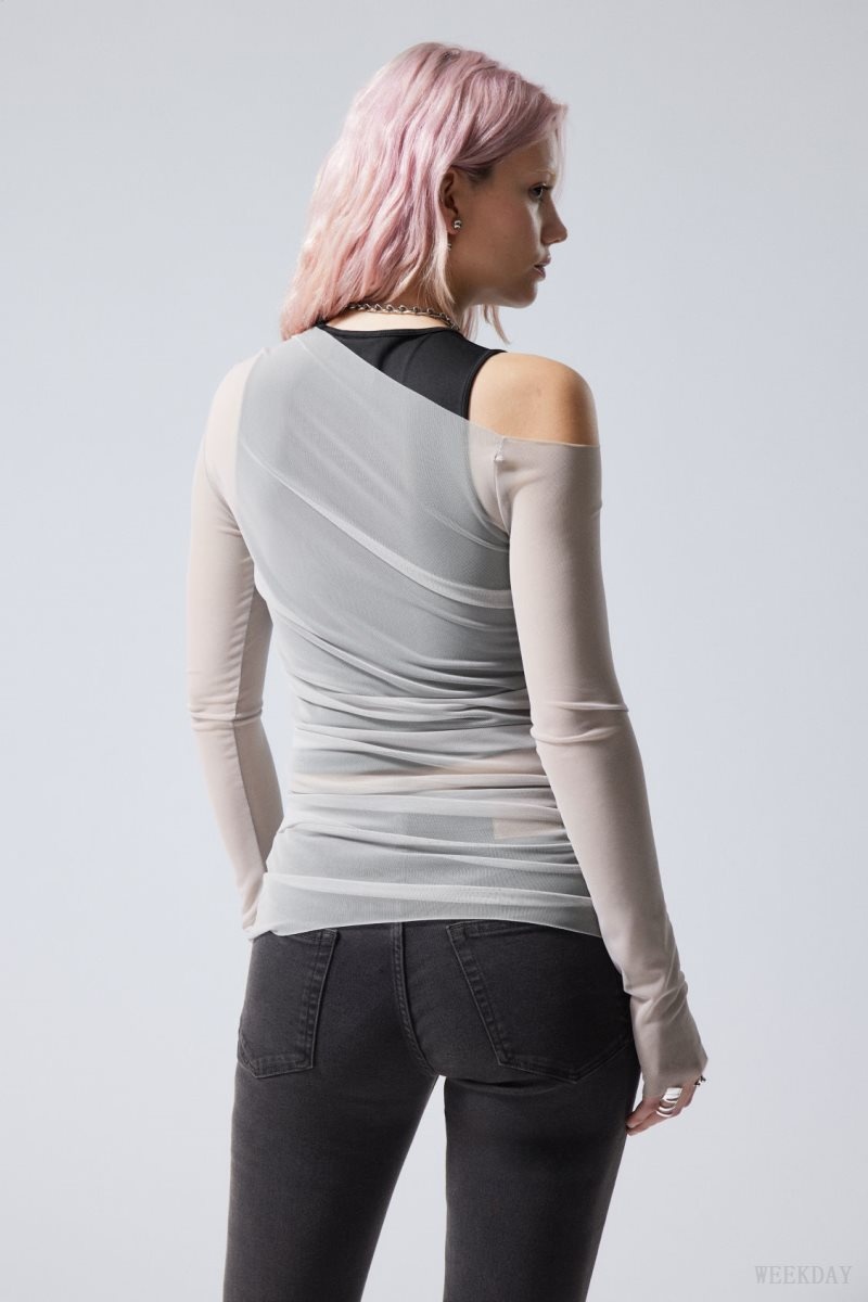 Weekday Transparent Drape Asymmetric Long Sleeve Light Grey | LNZZ1585