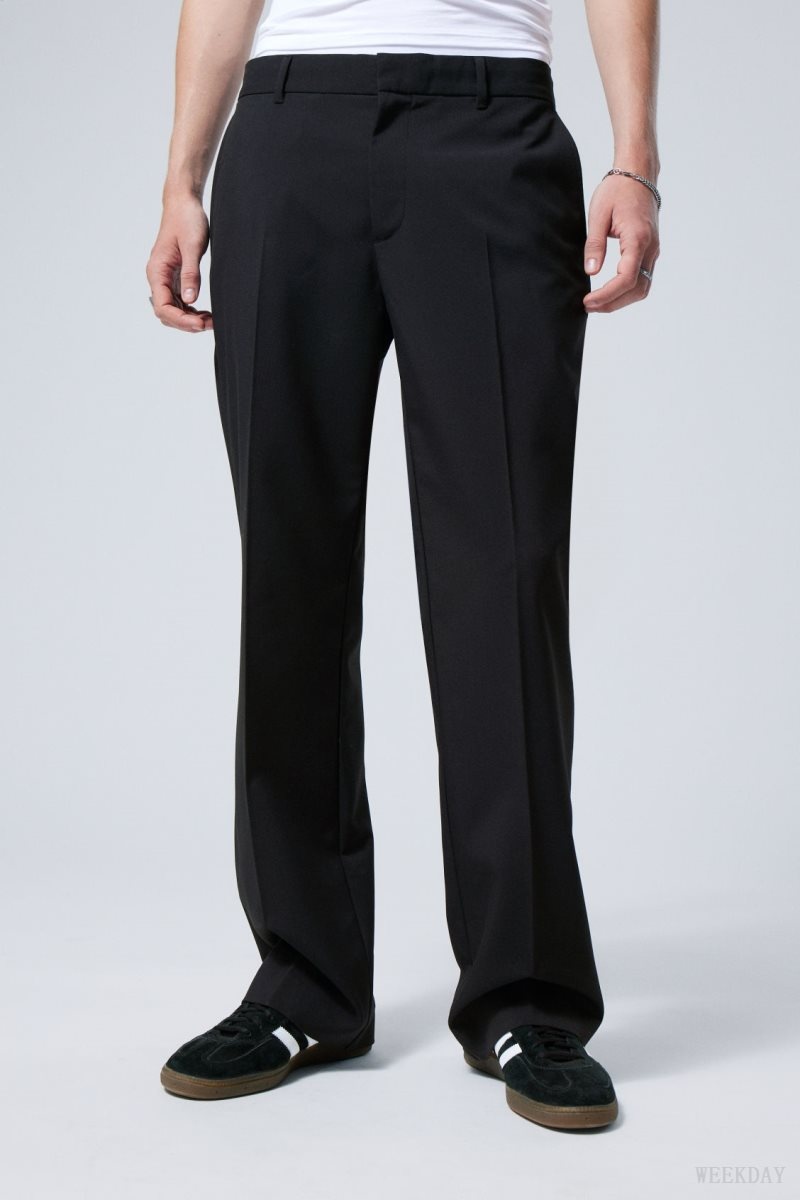 Weekday Travis Low Waist Suit Trousers Black | AIDR0443