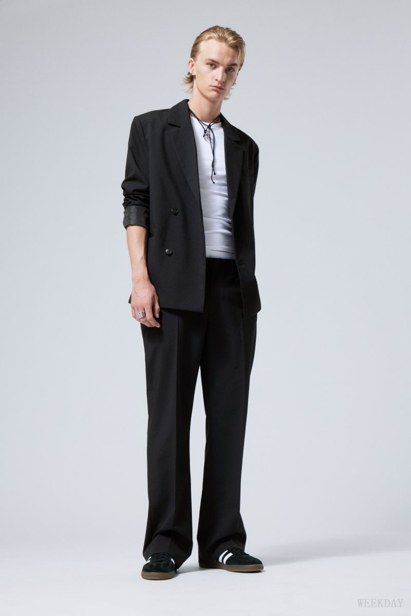 Weekday Travis Low Waist Suit Trousers Black | AIDR0443