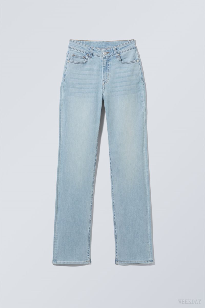 Weekday Twig Curve Mid Straight Jeans Light Blue | SURK4110