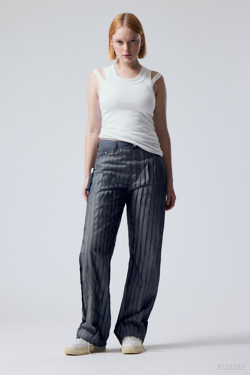 Weekday Unifrom™ + Weekday Limited Edition Stripe Jeans Dark Blue | QCFN7509