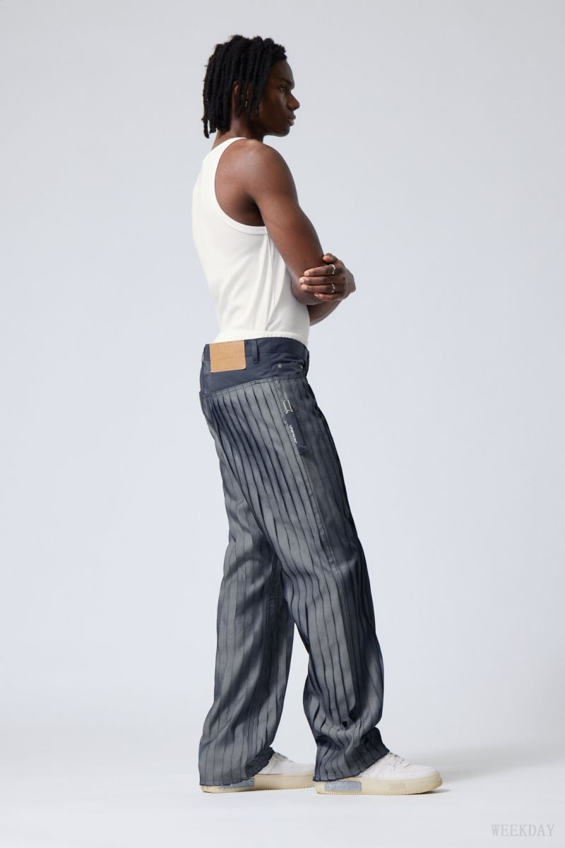 Weekday Unifrom™ + Weekday Limited Edition Stripe Jeans Dark Blue | QCFN7509