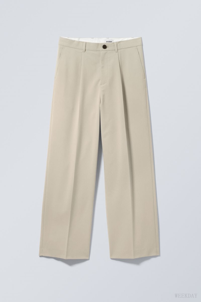 Weekday Uno Loose Suit Trousers Beige | FETB3372