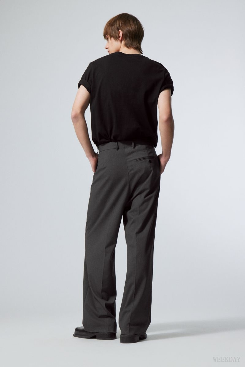 Weekday Uno Loose Suit Trousers Dark Grey | AKFC5473