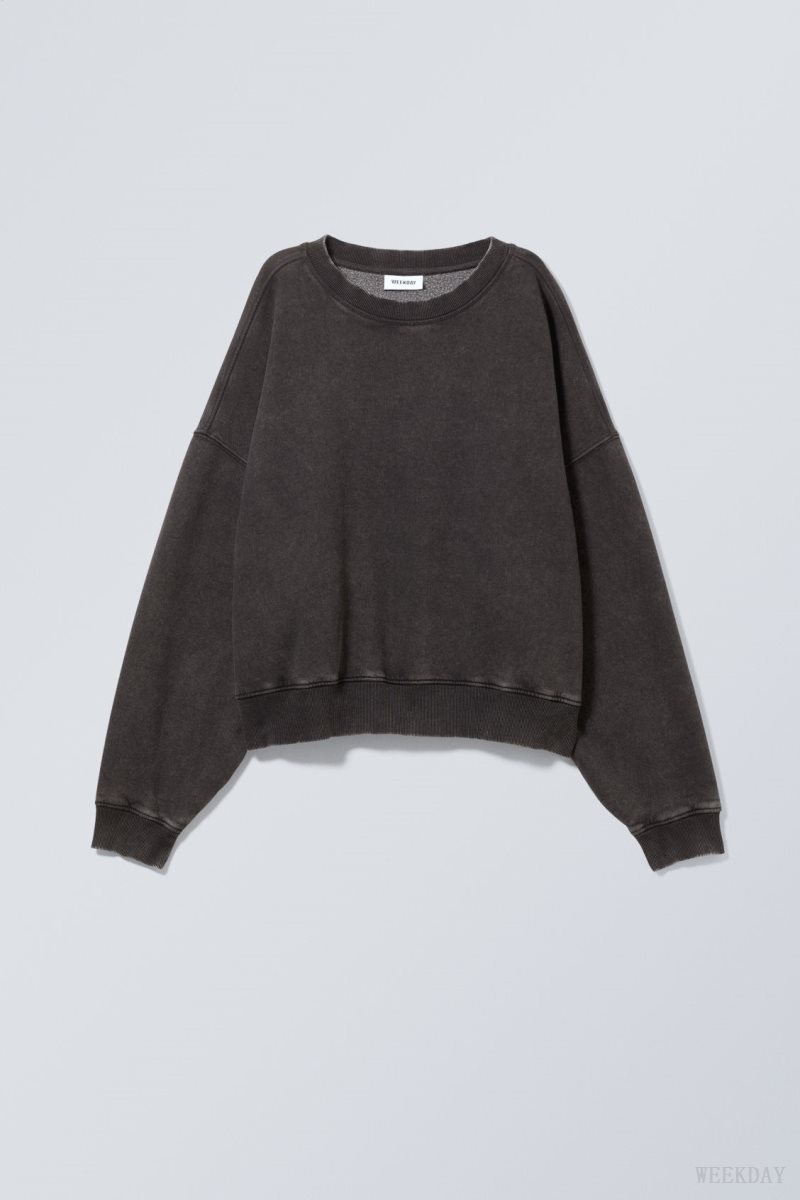 Weekday Wide Heavyweight Sweatshirt Dark Grey | FAOW3949