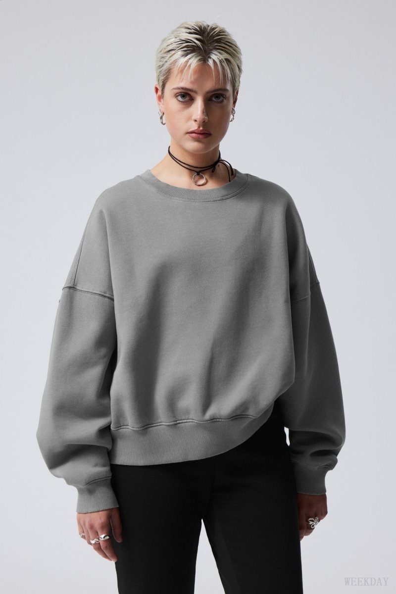 Weekday Wide Heavyweight Sweatshirt Grey | DEOQ5080