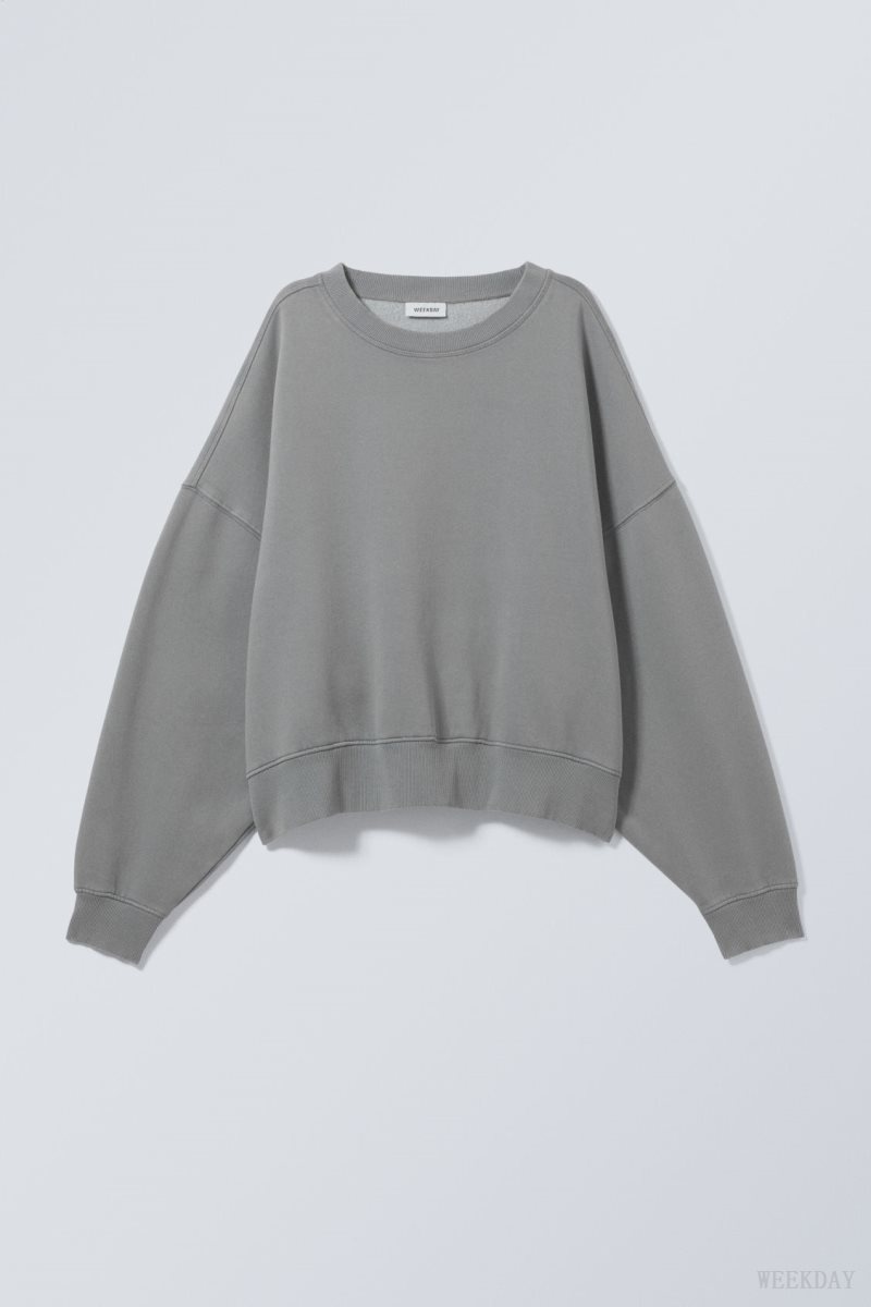 Weekday Wide Heavyweight Sweatshirt Grey | DEOQ5080