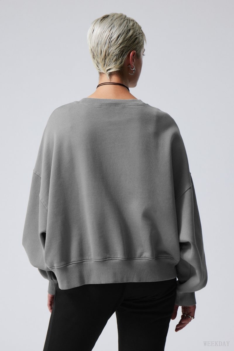 Weekday Wide Heavyweight Sweatshirt Grey | DEOQ5080