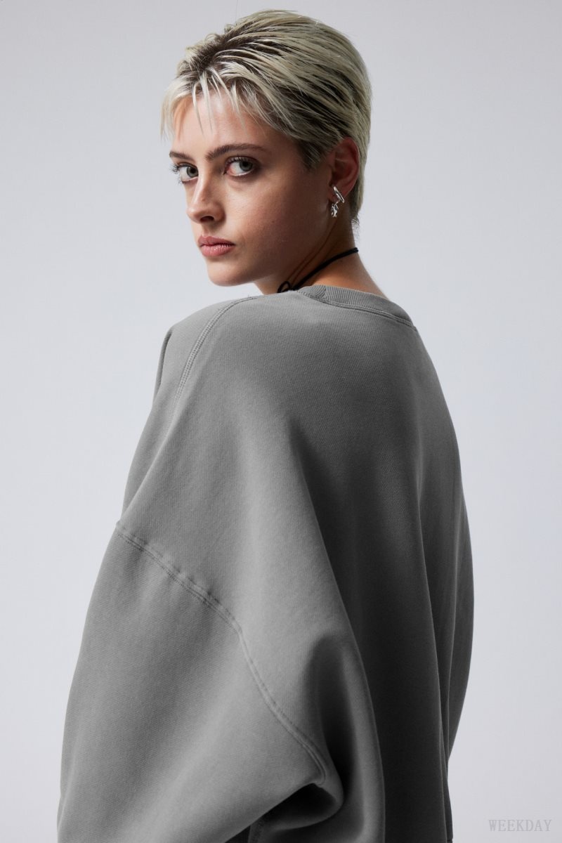 Weekday Wide Heavyweight Sweatshirt Grey | DEOQ5080