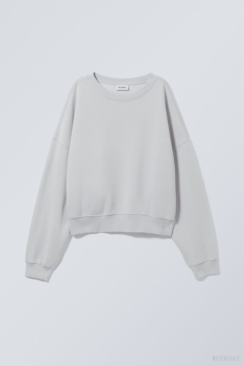 Weekday Wide Heavyweight Sweatshirt Light Blue | LZZW3906