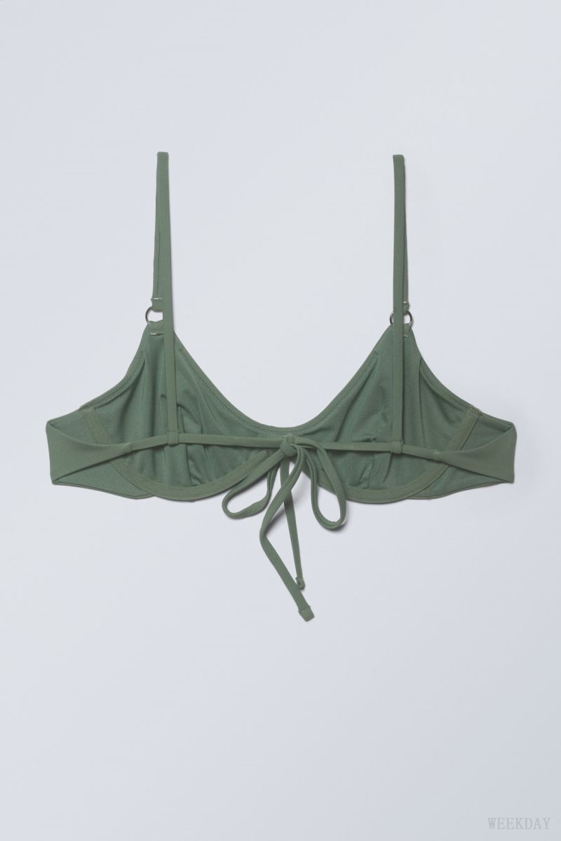 Weekday Wire Bikini Top Olive Green | PMUU5799