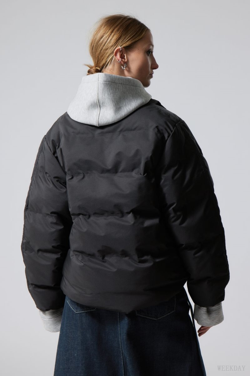 Weekday Xena Puffer Jacket Black | JMKJ6259