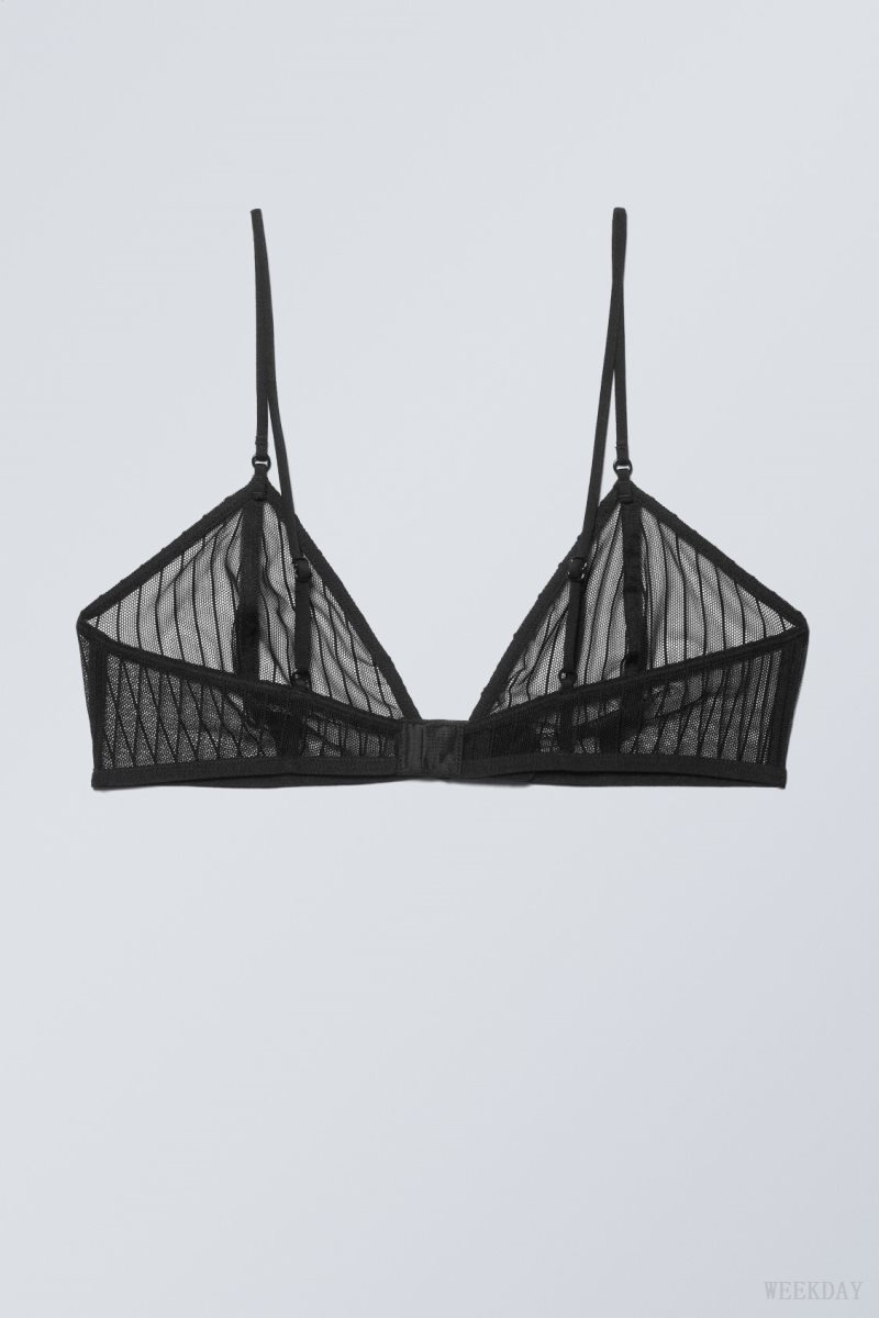 Weekday Zelda Lace Bralette Bralette Black Stripes | OFVE6025