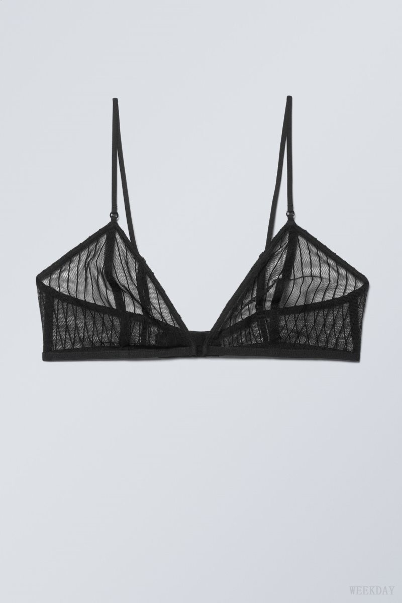 Weekday Zelda Lace Bralette Bralette Black Stripes | OFVE6025