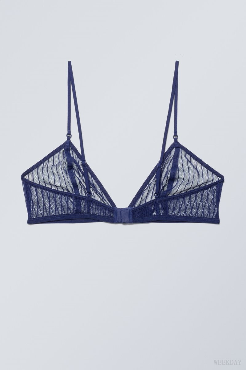 Weekday Zelda Lace Bralette Bralette Navy | GWVL7259