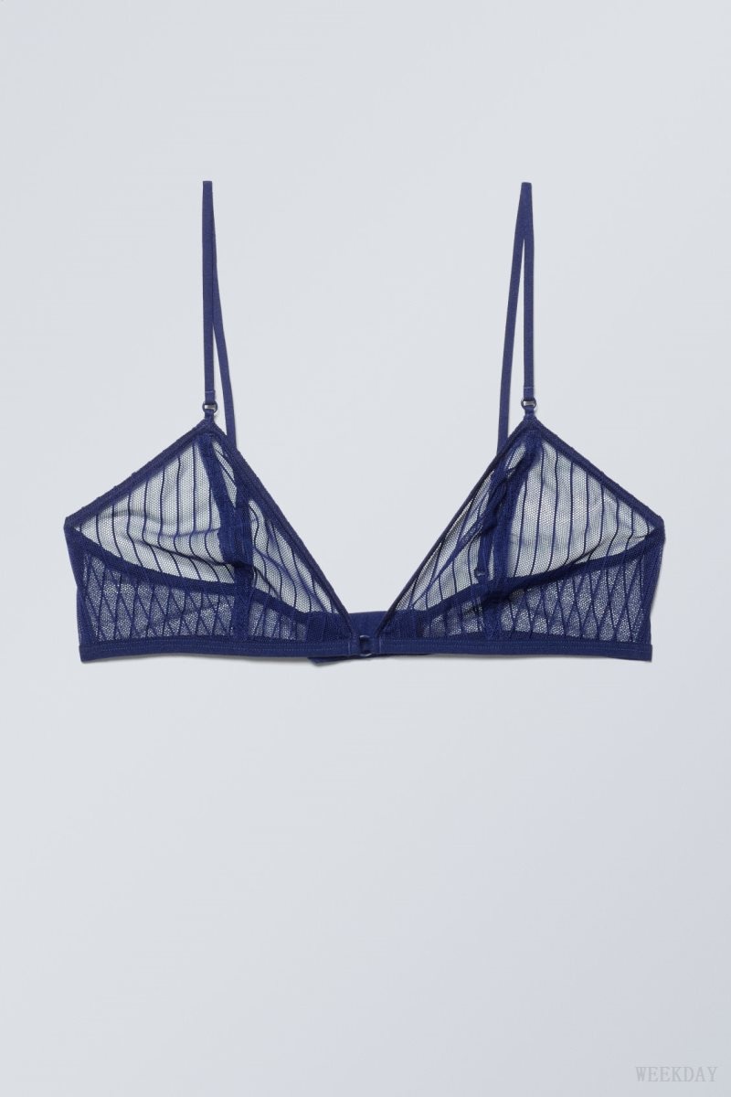 Weekday Zelda Lace Bralette Bralette Navy | GWVL7259