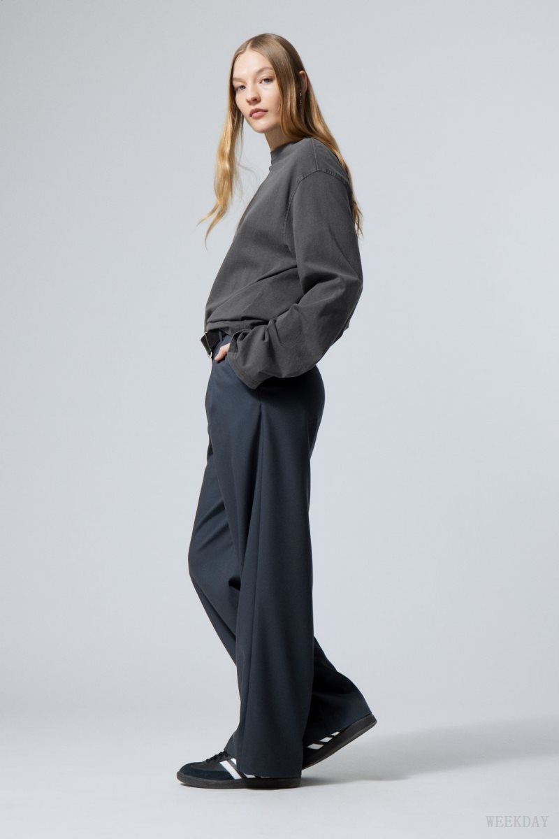 Weekday Zia Suit Trousers Dark Blue | CHIA5703